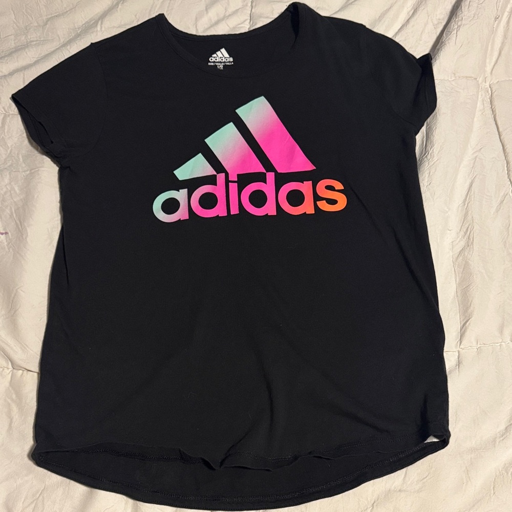 Adidas Black Tee with Gradient Logo